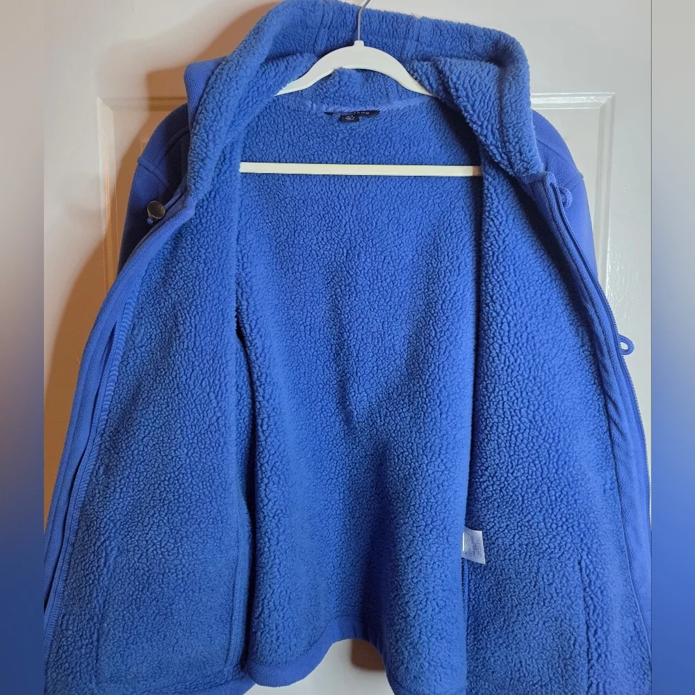 Lands End Jacket Hooded Toggled Full Zip Inner Fleece Blue Large 14-16 - Picture 6 of 10